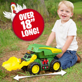 John Deere 18-Inch 2-in-1 Dig Rig Toy Dump Truck, Motorized Lights & Sounds