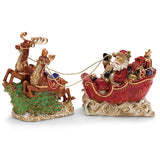 burton + BURTON Porcelain Santa Sleigh & Reindeer Christmas Figurine Set
