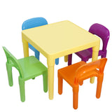 5-Piece 20" ZENY Kids Plastic Activity Table and 4 Chairs Set – Multicolor, Lightweight & Easy to Clean