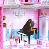 Olivia’s Little World Princess Castle Wooden Dollhouse for 12" Dolls with Furniture