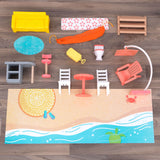 KidKraft Ferris Wheel Fun Beach House Wooden Dollhouse – 360° Two-Sided Play & 19 Accessories