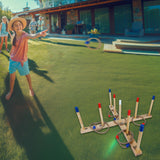30" Extra-Large Wooden Ring Toss Game with 9 Scoring Posts, 10 Rings and Carrying Bag