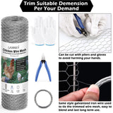 Galvanized Chicken Wire 16.9" x 40ft, Hexagonal Hardware Cloth Mesh Kit