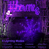 Halloween Spider Web LED Lights 4 Ft, 70 LED Purple Lights with Remote