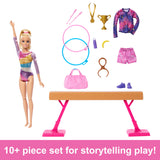 Barbie Gymnastics Playset, Blonde Doll with Balance Beam & Flipping Feature