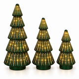 Member’s Mark 3-Piece Rotating Pre-Lit Shimmering Glass Tree Set with Timer