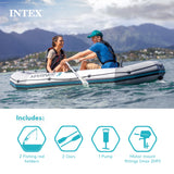 Intex Mariner 3 Inflatable Fishing & Recreational Boat Set with Oars, Pump & Rod Holders, 3-Person Boat