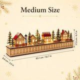 Light-Up Wooden Christmas Village Advent Calendar with 24 Fillable Drawers and Warm LED Lights