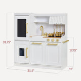 31.5" Best Choice Products Wooden Play Kitchen – 11 Accessories, Ice Dispenser & Chalkboard