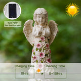 Solar Angel Garden Statue with LED Light, Resin Memorial Angel Figurine
