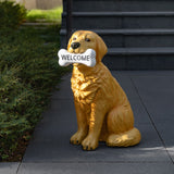 Mainstays Welcome Dog Large Resin Outdoor Garden Statue, Weather-Resistant Golden Retriever