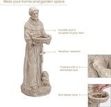 St. Francis Garden Statue with Bird Feeder, 26" Religious Outdoor Resin Sculpture
