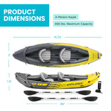 Intex Explorer K2 2-Person Inflatable Kayak Set with Aluminum Oars, Air Pump & Carry Bag
