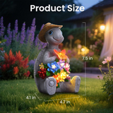Solar Watering Turtle Garden Statue with LED Lights, 7.68" Resin Outdoor Solar Garden Décor