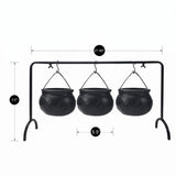 Halloween Witches Cauldron Bowls on Rack, Set of 3 Black Candy Dish Holder