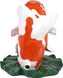 Kohaku Koi Fish Spitter Statue, Resin Garden Fountain Sculpture with Copper Pipe Insert