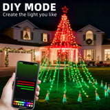 12 ft Smart Outdoor Christmas Tree Waterfall Lights, 720 RGB & Warm White LEDs