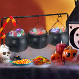 Halloween Witches Cauldron Bowls on Rack, Set of 3 Black Candy Dish Holder