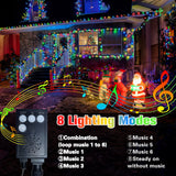 82 ft 200 LED Christmas String Lights with Music & Motion Sensor, Multicolor Plug-In Holiday Lights