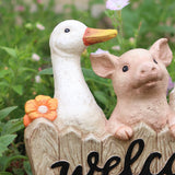 Mainstays Welcome Farm Animals Garden Statue, High-Density Resin & Cement Outdoor Décor