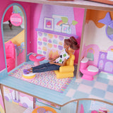 KidKraft Candy Castle Wooden Dollhouse – 3 Levels, Working Elevator & 28 Accessories