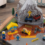50-Piece KidKraft Rocky Mountain Wooden Train Set & Table – Mountain Tunnels, Rescue Town & Storage