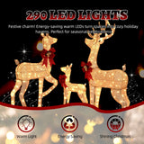 5FT Lighted Gold Christmas Reindeer Family Set – 3-Piece Outdoor Yard Decoration with 290 Warm White LEDs