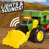 John Deere 18-Inch 2-in-1 Dig Rig Toy Dump Truck, Motorized Lights & Sounds