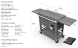 Permasteel 100 qt. Rolling Patio Cooler & Beverage Cart with Folding Side Shelves