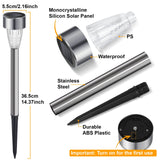 12 Pack Stainless Steel Solar Pathway Lights – LED Solar Garden Stake Lights