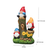 12.3" Mainstays Three Gnomes on Log Statue, Weather-Resistant Resin Garden Décor