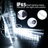 10-Tube 360 LED Meteor Shower Icicle String Lights, 14.44 ft Connectable Outdoor Falling Rain Lights