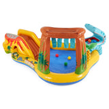 Intex Dinosaur Play Center Inflatable Water Park Pool with Volcano Slide, Sprayer, Waterfall & 6 Fun Balls