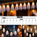 8.2-Foot Halloween Ghost String Lights, 10 Warm LED Floating Ghost Lanterns
