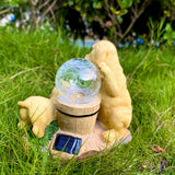 Solar Garden Dog Statue Light, Resin Puppy Outdoor Garden Décor with Warm White LED