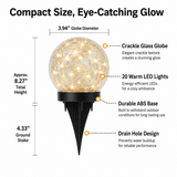 4-Pack 5" Solar Cracked Glass Globe Lights – 30 LEDs, IP65 Outdoor Garden Lighting, Yellow or Purple