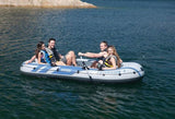 Intex Excursion 4 Inflatable Fishing & Rafting Boat Set with Oars, Pump & Rod Holders, 4-Person Boat