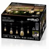 Artika Eclipse Solar String Lights with Remote – 42 ft Outdoor Weatherproof LED Patio Lights with Solar Panel & USB-C Charging