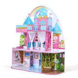Olivia’s Little World Princess Castle Wooden Dollhouse for 12" Dolls with Furniture