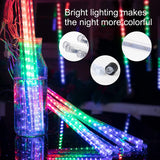 10-Tube 360 LED Meteor Shower Icicle String Lights, 14.44 ft Connectable Outdoor Falling Rain Lights