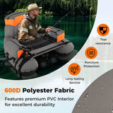 Goplus Inflatable Fishing Float Tube with Rod Holder, Paddle & Flippers, 350 lb Capacity, Portable Fishing Boat