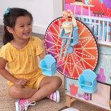 KidKraft Ferris Wheel Fun Beach House Wooden Dollhouse – 360° Two-Sided Play & 19 Accessories