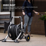 Gorilla 150 ft. Aluminum Zero-Rust Garden Hose Reel Cart – Heavy-Duty Mobile Hose Reel with Brass Fittings