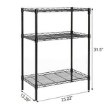 3-Shelf Adjustable Wire Shelving Rack – 23.22" × 13.39" × 31.5" Carbon Steel Storage Shelf