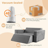 8-Piece OLAKIDS Modular Kids Play Couch – Gray Foam Fort-Building Sectional Sofa