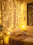 9.8 ft. × 9.8 ft. Warm White LED Curtain Lights – 300 LEDs, USB Power & Remote