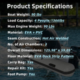 Danrelax 10.5 ft Inflatable Dinghy Boat with EVA Floor, Aluminum Seats, Pump & Carry Bag