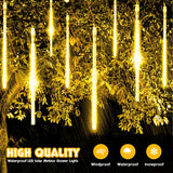 Solar Meteor Shower Icicle Lights, 8 Tubes, 192 LEDs, 11.8" Solar Falling Rain Lights