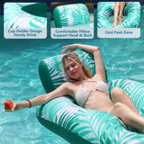 Sunrio Tropical Leaves Inflatable Pool Float, 61" x 44" Lounge Chair with Headrest & Footrest