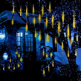 10-Tube 360 LED Meteor Shower Icicle String Lights, 14.44 ft Connectable Outdoor Falling Rain Lights